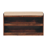 California Walnut & Mud Linen Pull out Shoe Bench